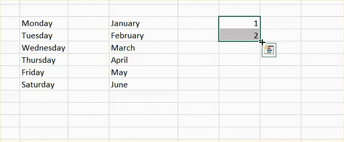 Nhập nhanh số với tính năng Fill Handle trên Excel 2016