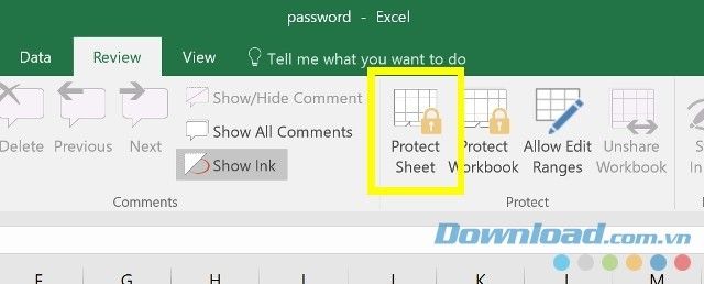 Bảo vệ Bảng tính trên Microsoft Excel 2016