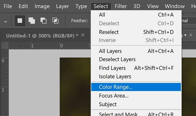 Chọn Select > Color Range