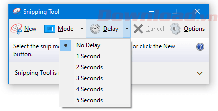 Chụp ảnh màn hình với độ trễ sử dụng Snipping Tool
