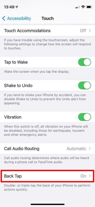 Back Tap trên iPhone