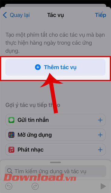 Nhấn vào mục Thêm tác vụ