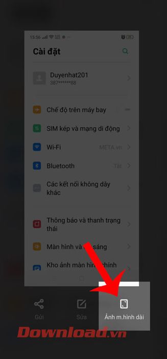 Chọn mục Ảnh màn hình dài