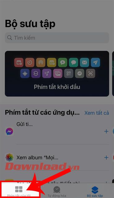 Nhấn vào nút Phím tắt của tôi