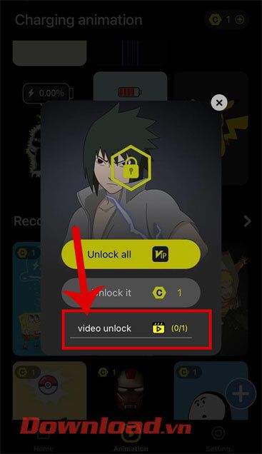 Ấn vào nút Video unlock