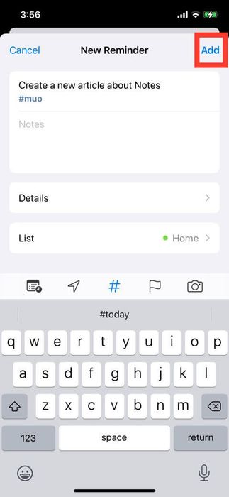 Cách thêm lời nhắc mới trên iPhone