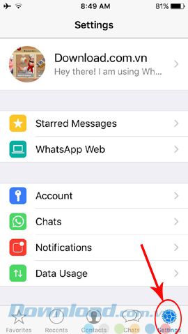 Biểu tượng cài đặt WhatsApp