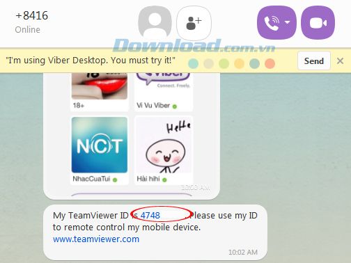 Mã Gửi qua Viber