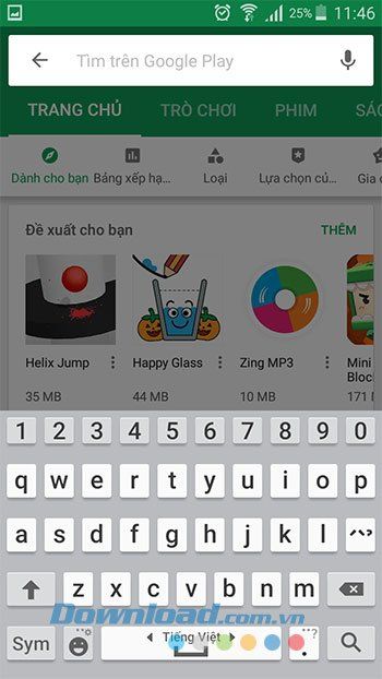 Đã xóa lịch sử tìm kiếm trong Google Play