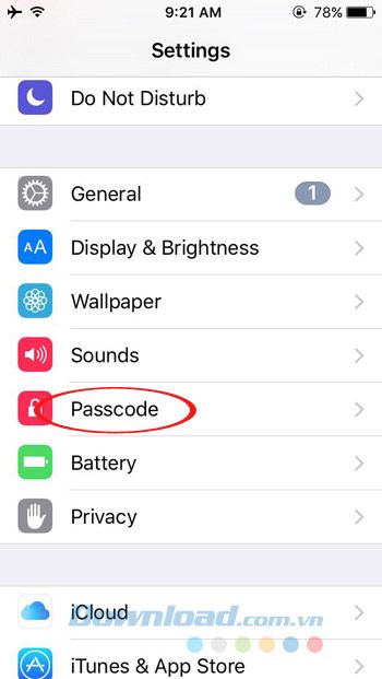 Chọn Passcode