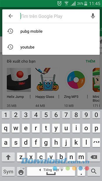 Thanh tìm kiếm trên Google Play