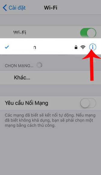 Nhấn vào biểu tượng chữ 'i'