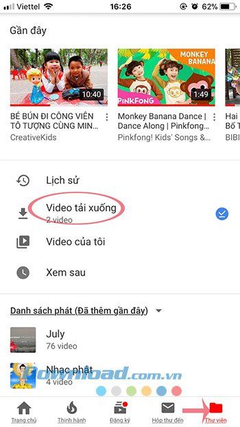 Video đã tải xuống