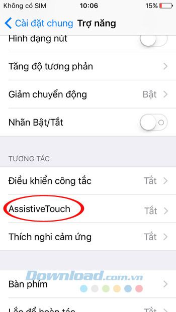 Chức năng AssistiveTouch