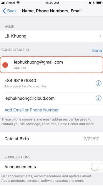 Xóa địa chỉ email