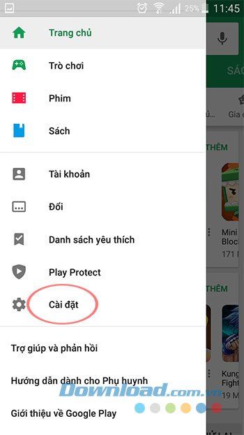 Cài đặt trên Google Play