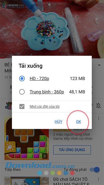 Chọn chất lượng của Video YouTube