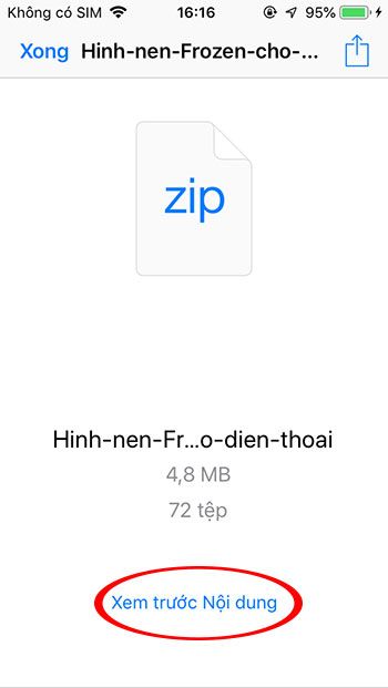 Xem trước hình ảnh trong file nén