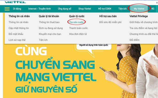 Kiểm tra cước trả sau Viettel trên trang web: https://vietteltelecom.vn/