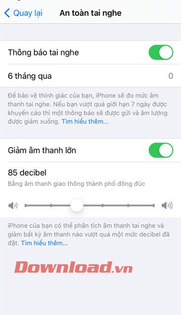 Tự động giảm âm thanh tai nghe đã được kích hoạt