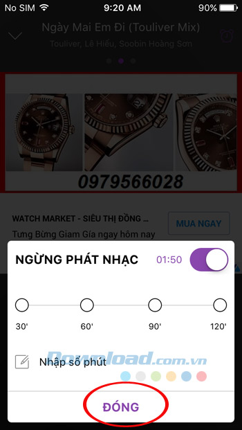 Lập lịch tắt nhạc