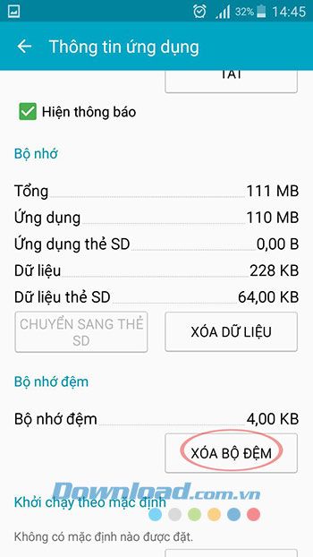 Xóa bộ nhớ cache