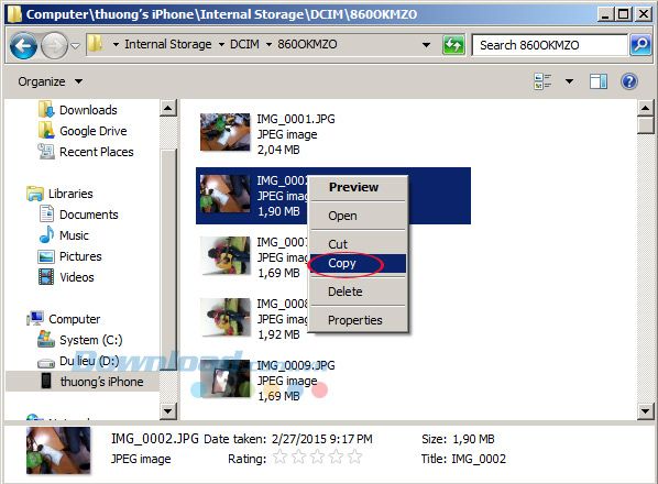 Hướng dẫn sao chép ảnh từ iPhone ra máy tính