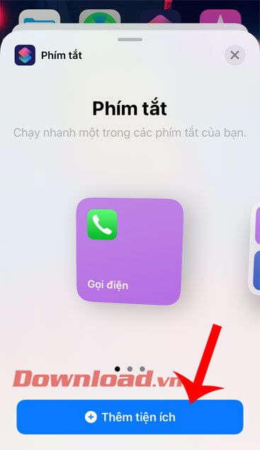 Chạm vào nút Thêm tiện ích