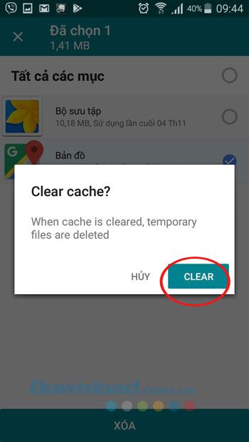 Dọn dẹp bộ nhớ cache