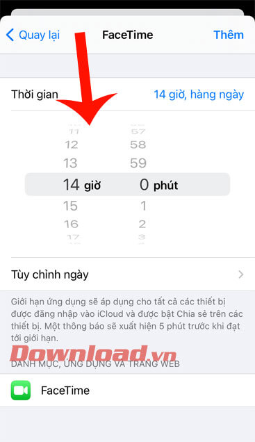 Đặt thời gian sử dụng ứng dụng 