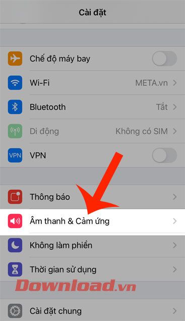 Chọn Âm thanh & Cảm ứng