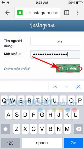 Đăng nhập vào Instagram