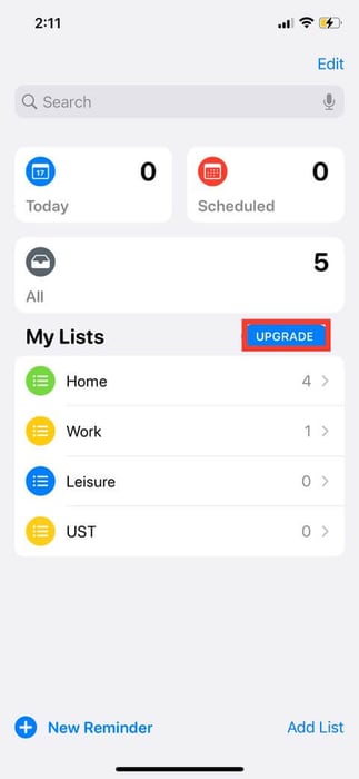 Ứng dụng Reminders trên iPhone