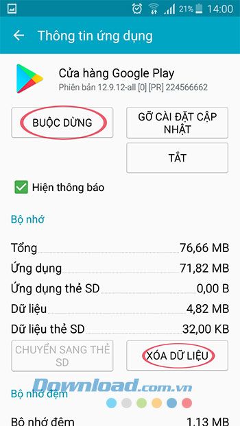 Dừng Google Play bắt buộc