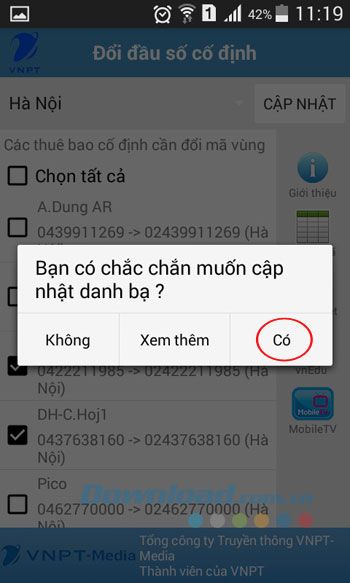 Xác nhận hoàn tất cập nhật