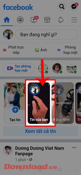 Chạm vào phần Tin của bạn