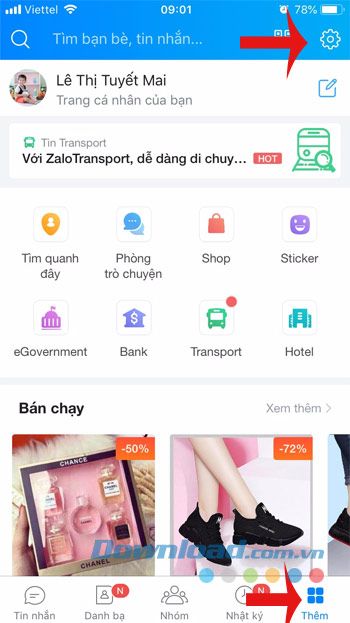 Thiết lập trên Zalo