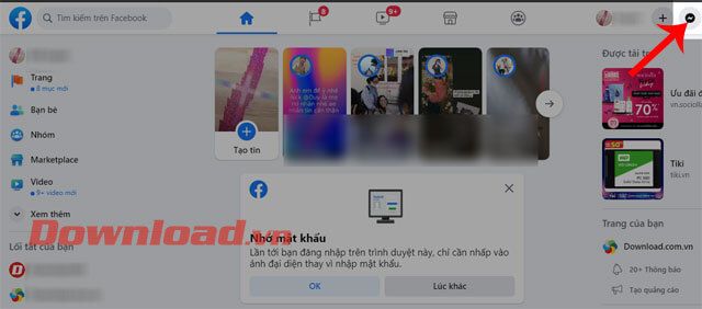 Bấm vào biểu tượng Messenger