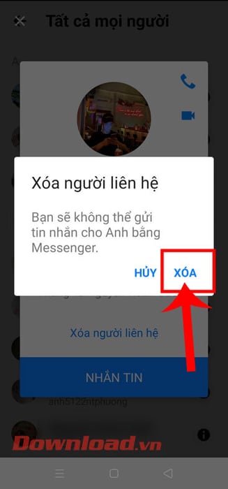 Bấm vào nút Xóa