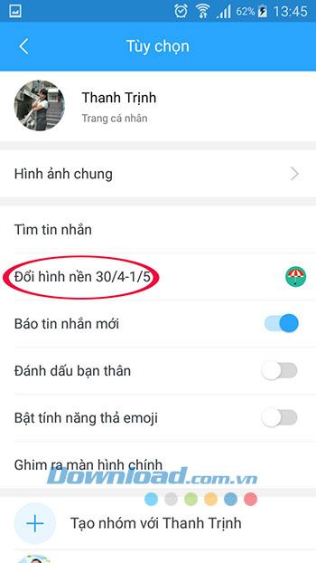 Thay đổi hình nền