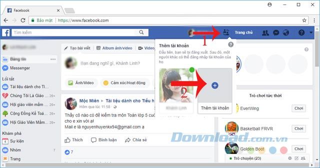 Thêm tài khoản Facebook