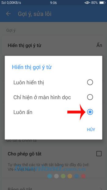 Ẩn gợi ý từ luôn