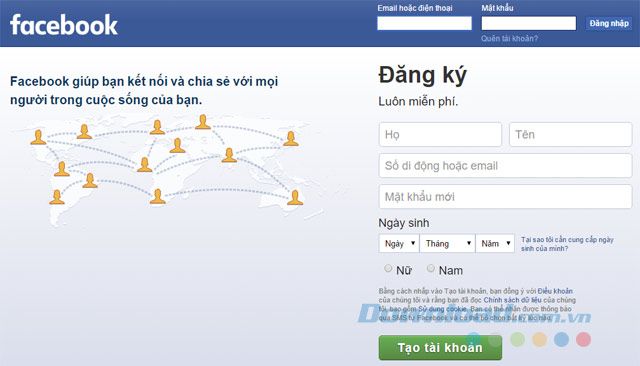 Đăng nhập vào Facebook trên máy tính