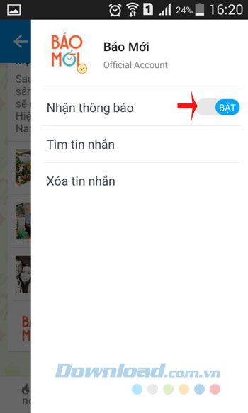 Ngừng nhận thông báo