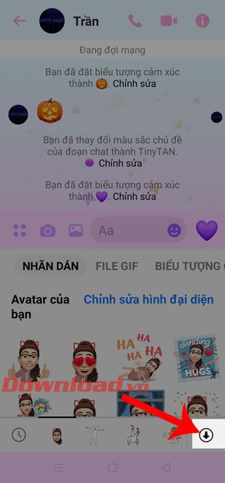 Nhấn vào biểu tượng mũi tên.