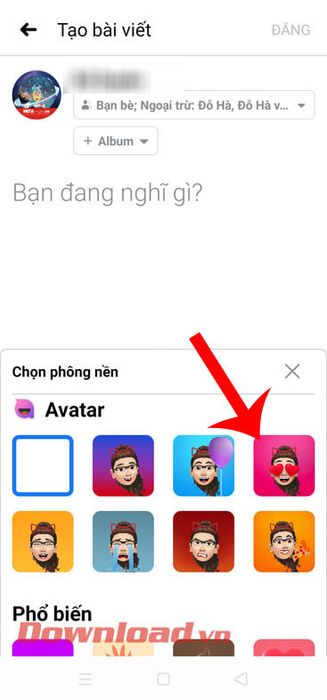 Chọn hình nền kèm avatar