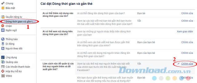 Thiết lập dòng thời gian