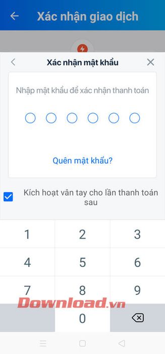 Nhập mật khẩu ZaloPay của bạn