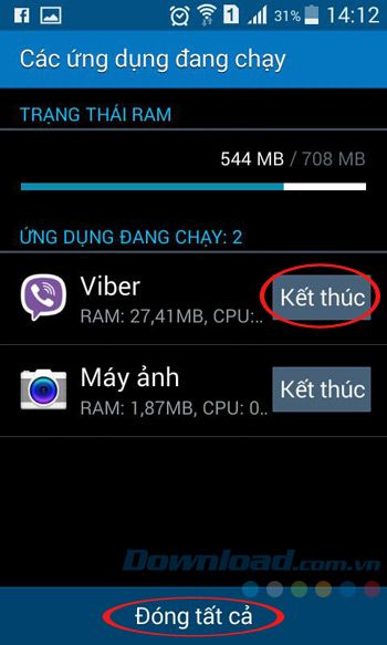 Kết thúc ứng dụng đang hoạt động