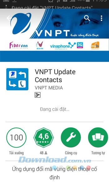Quá trình cài đặt Ứng dụng Cập nhật Danh bạ VNPT